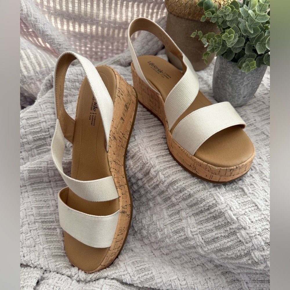 Madden Girl Cream and Tan Wedge Sandals